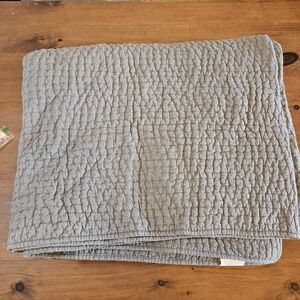 Pottery Barn Pick Stitch Quilt Charcoal Gray King/Cal King